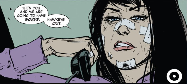 I also have the last four sentences of this issue burned into my brain forever. [From Hawkeye #20 by Fraction, Wu, and Hollingsworth]